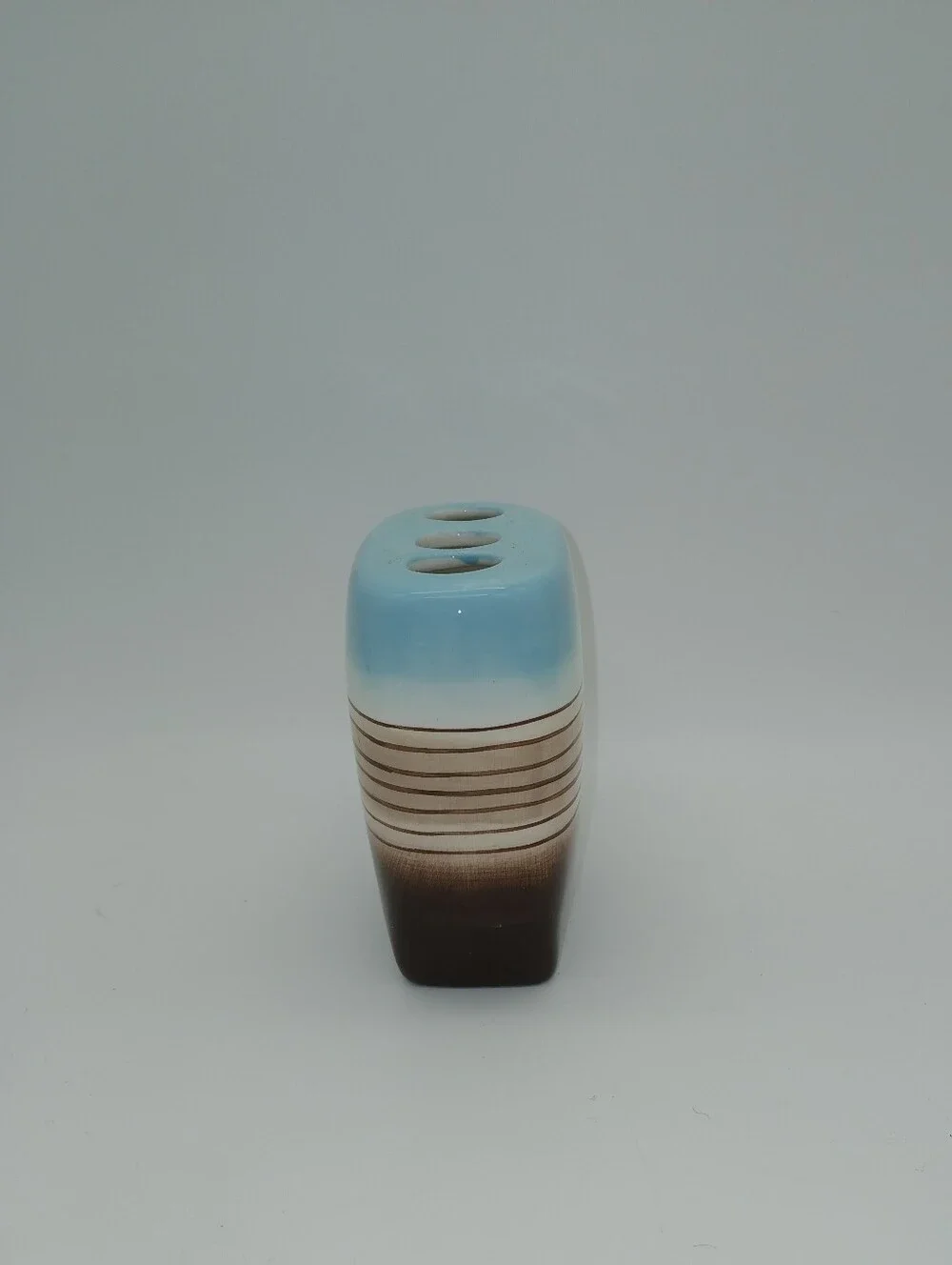 Ceramic Toothbrush Holder in Sky Blue and Brown